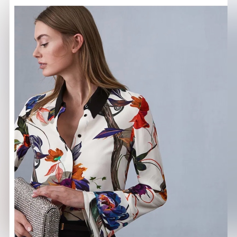 Brand New Reiss Lupa Bold Floral Printed Blouse - Picture 2 of 10